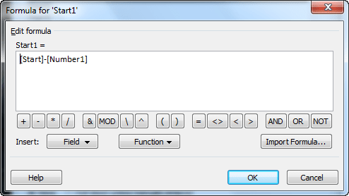 Фиг. 11: Диалога Formula след въвеждането на 1та формула