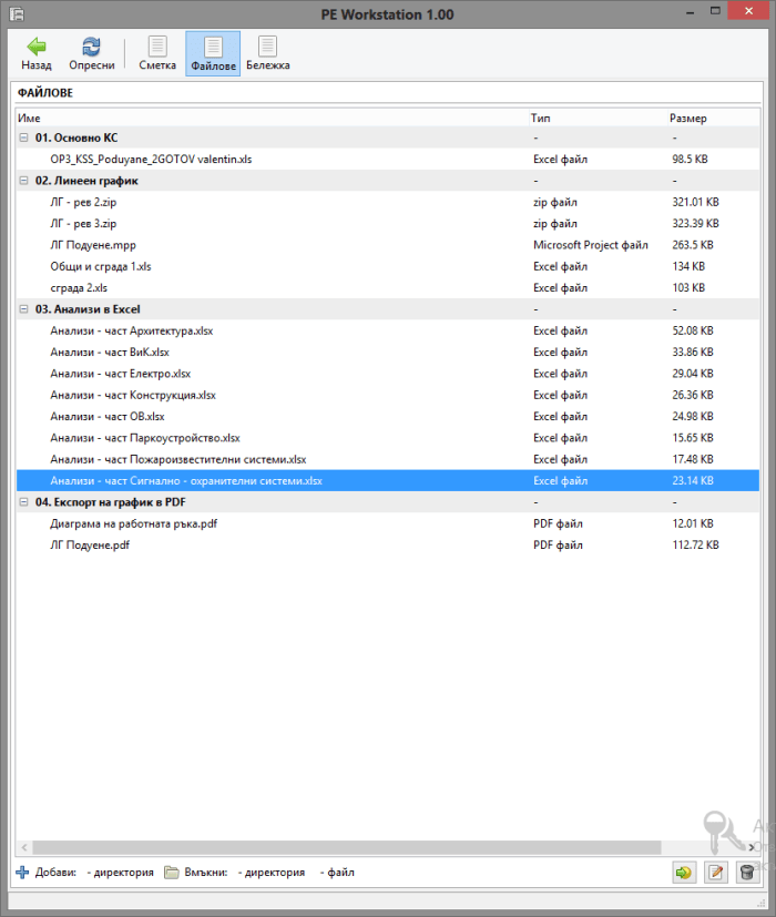 Файловата структура на за примерен обект