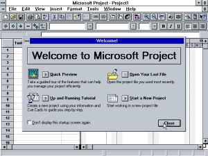 Microsoft Project 4.0, начален екран