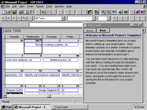 Microsoft Project 95, календар